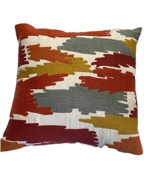 Saro Lifestyle Pennello Brushstroke Embroidery Throw Pillow Cotton with Down